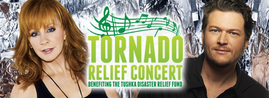 Reba and Blake Shelton to Host Tornado Relief Concert